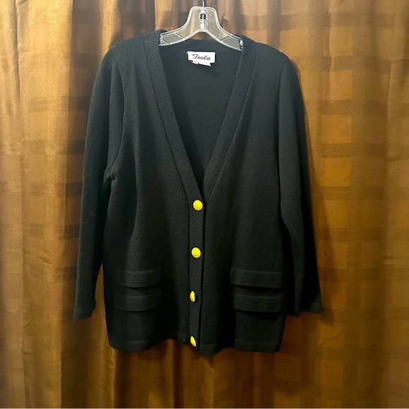 Toula Sweaters - Toula Black Knit Cardigan Jacket Sweater size 12